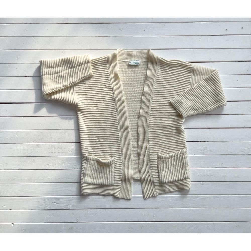 cream‎ knit sweater 80s 90s vintage white ribbed cardigan
